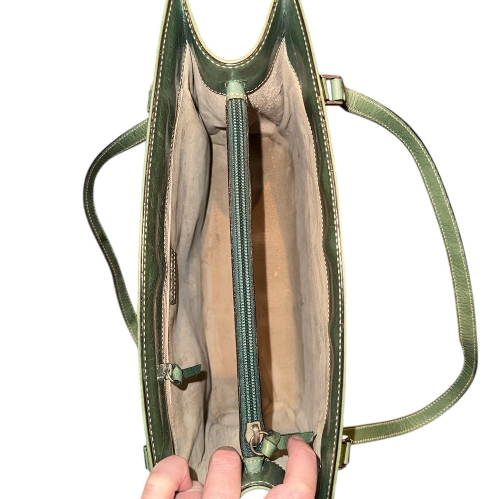 Vintage 90s Kate Spade Green Leather Tote - Picture 7 of 9